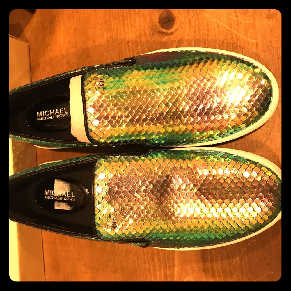 Michael Kors slide sneaker gunmetal many hues:
